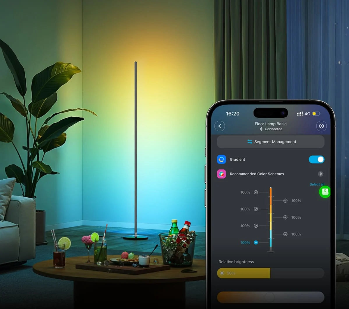 GOVEE RGBICW Älykäs lattiavalaisin MUSTA