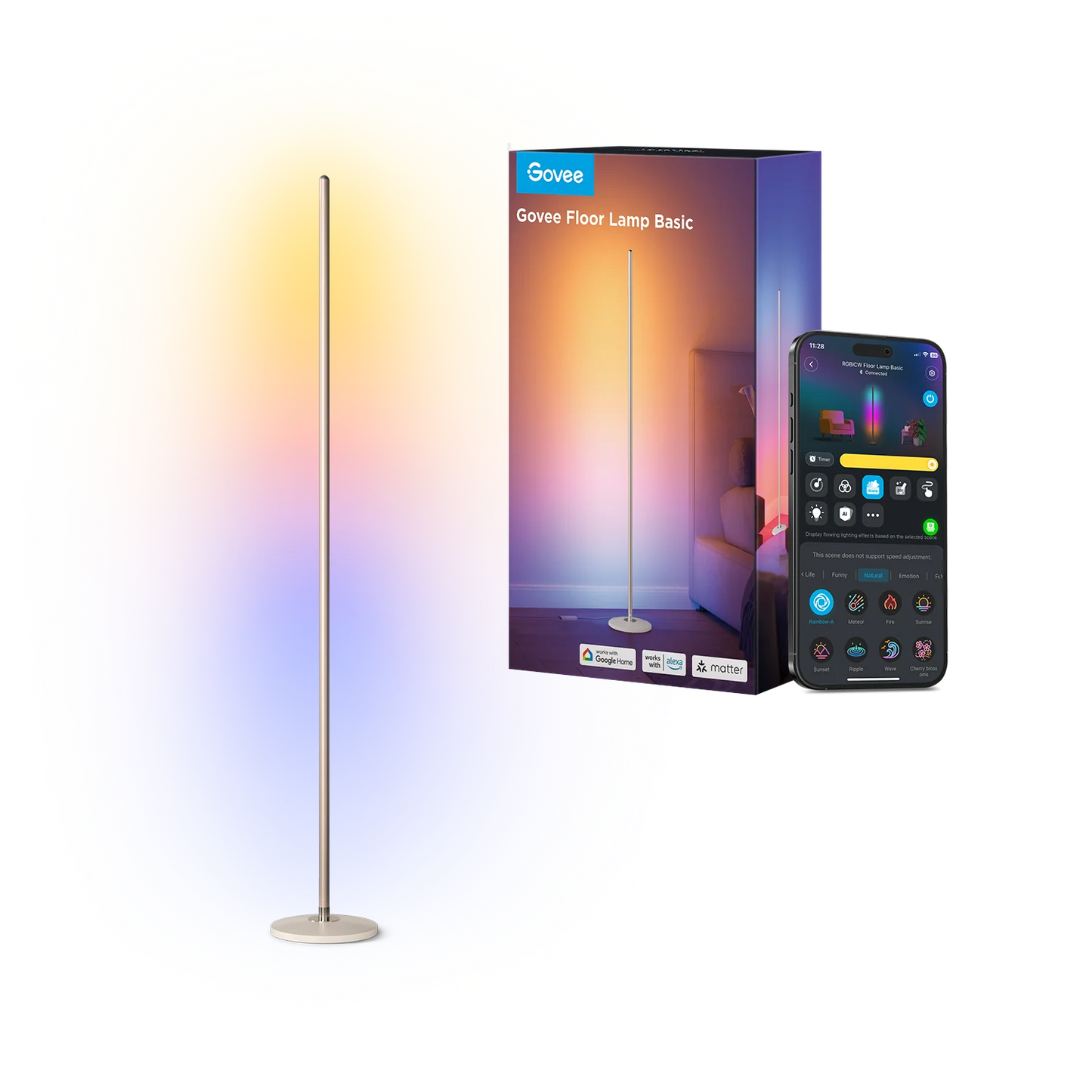GOVEE RGBICW Älykäs lattiavalaisin SHAMPANJA
