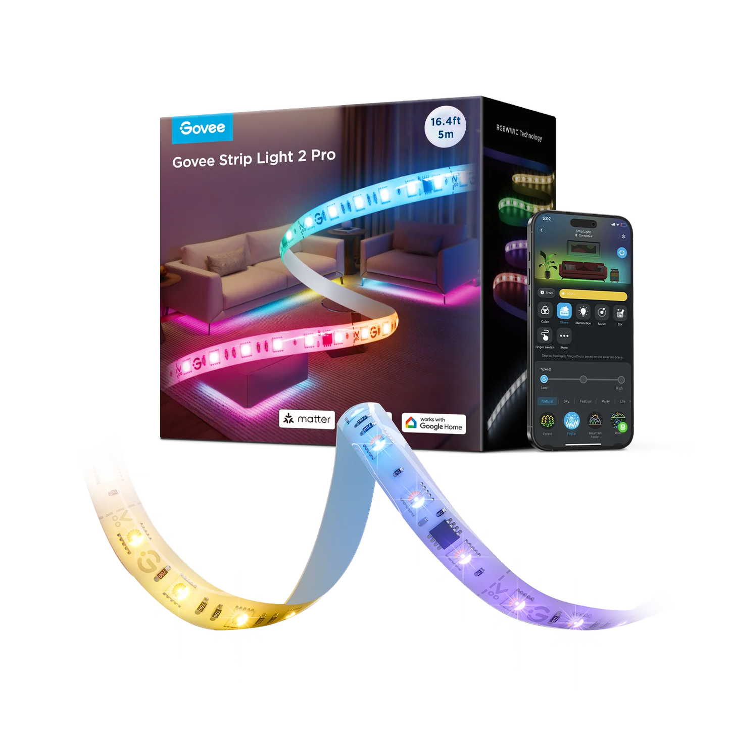 Govee Strip Light 2 Pro RGBICWW LED-valonauha 10m