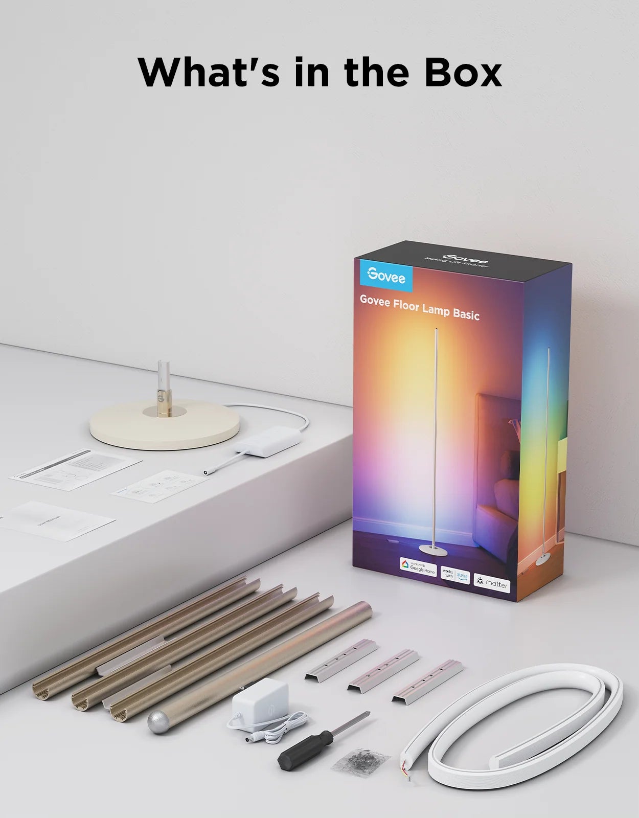 GOVEE RGBICW Älykäs lattiavalaisin SHAMPANJA